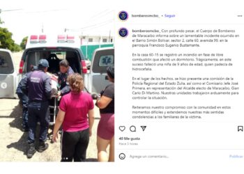 Una niña de 9 años murió tras el incendio en su vivienda en Maracaibo 