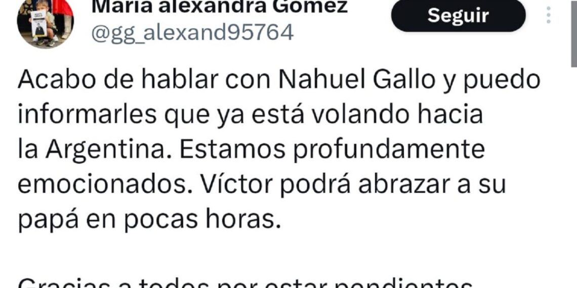 Liberaron al gendarme argentino Nahuel Gallo