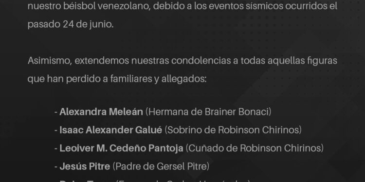 Leones del Caracas confirmó la muerte de familiares de peloteros venezolanos tras los terremotos