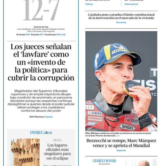 Portadas de la prensa internacional de este domingo 12 de julio de 2026